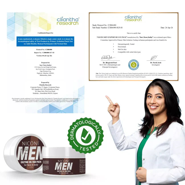 Niconi Men Enzyme De Tan Pack For Face And Body ( buy 1 get 1 free )